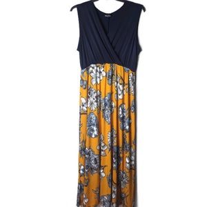 Bella Flore Floral Navy Golden Rod Maxi